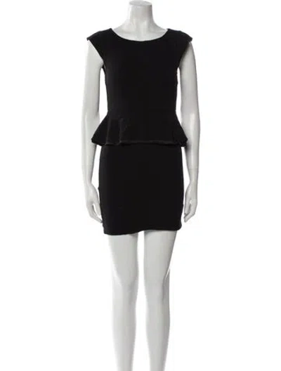 Pre-owned Alice And Olivia Scoop Neck Mini Dress In Black