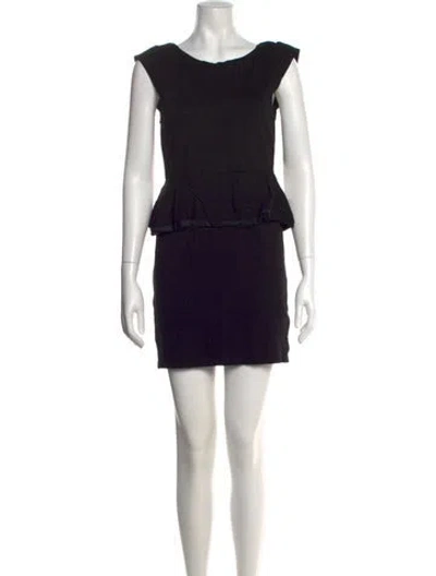 Pre-owned Alice And Olivia Scoop Neck Mini Dress In Black
