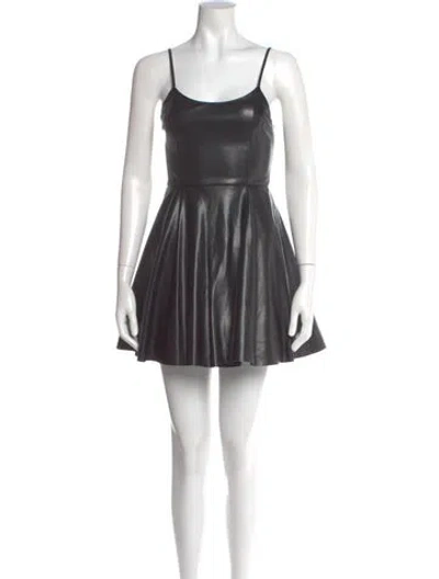 Pre-owned Alice And Olivia Scoop Neck Mini Dress In Black