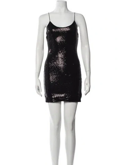 Pre-owned Alice And Olivia Scoop Neck Mini Dress In Black