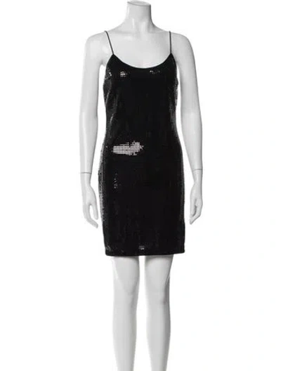 Pre-owned Alice And Olivia Scoop Neck Mini Dress In Black