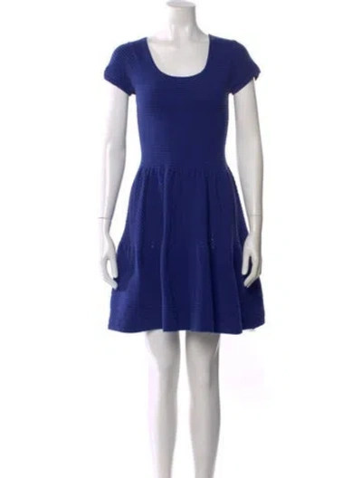 Pre-owned Alice And Olivia Scoop Neck Mini Dress In Blue