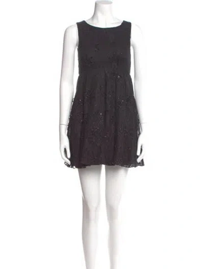 Pre-owned Alice And Olivia Scoop Neck Mini Dress In Gray
