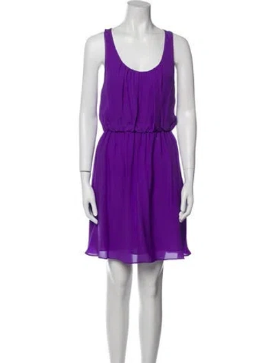 Pre-owned Alice And Olivia Scoop Neck Mini Dress In Purple