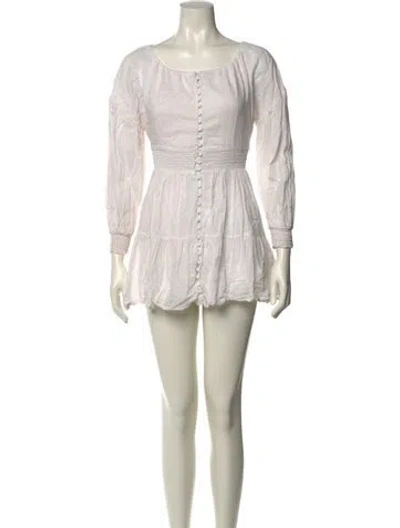 Pre-owned Alice And Olivia Scoop Neck Mini Dress In White