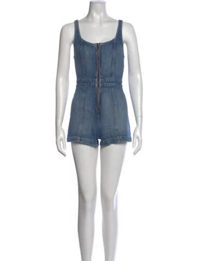 Pre-owned Alice And Olivia Scoop Neck Romper In Blue