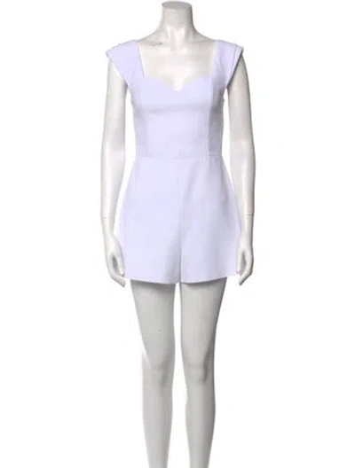 Pre-owned Alice And Olivia Scoop Neck Romper In White