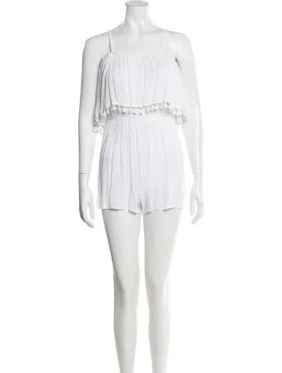 Pre-owned Alice And Olivia Scoop Neck Romper In White