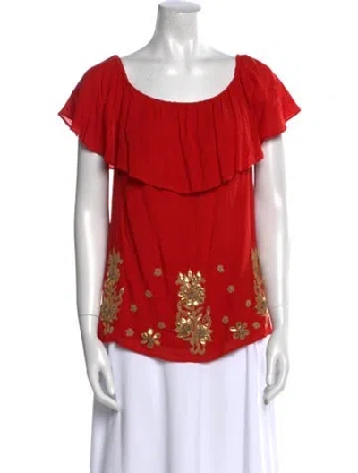 Pre-owned Alice And Olivia Scoop Neck Short Sleeve Blouse