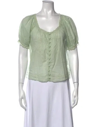 Pre-owned Alice And Olivia Scoop Neck Short Sleeve Blouse W/ Tags In Green
