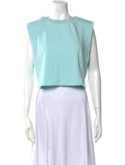 Pre-owned Alice And Olivia Scoop Neck Short Sleeve Crop Top In Blue