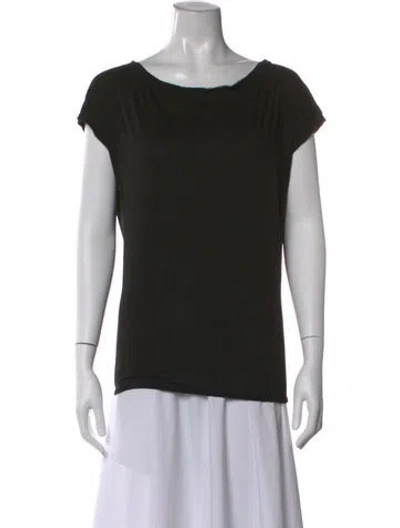 Pre-owned Alice And Olivia Scoop Neck Short Sleeve T-shirt In Black