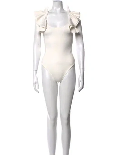 Pre-owned Alice And Olivia Scoop Neck Sleeveless Bodysuit In Neutrals