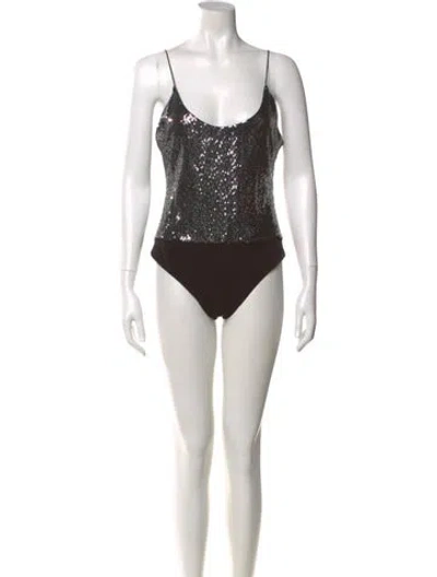 Pre-owned Alice And Olivia Scoop Neck Sleeveless Bodysuit In Silver