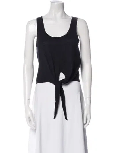 Pre-owned Alice And Olivia Scoop Neck Sleeveless Crop Top In Black