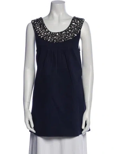 Pre-owned Alice And Olivia Scoop Neck Sleeveless Tunic In Blue