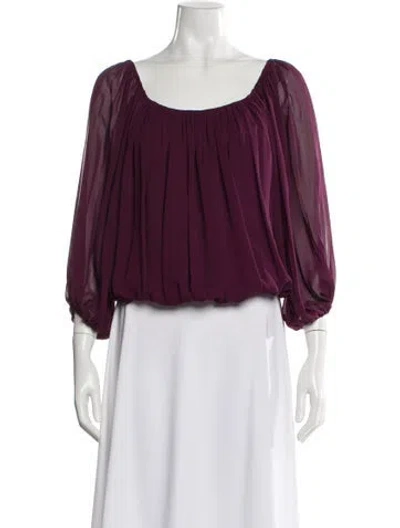 Pre-owned Alice And Olivia Scoop Neck Three-quarter Sleeve Blouse In Purple