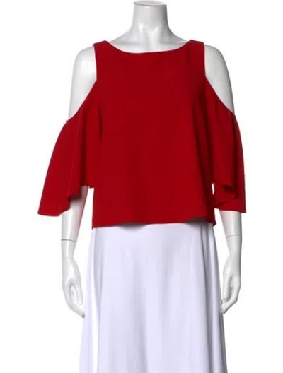 Pre-owned Alice And Olivia Scoop Neck Three-quarter Sleeve Crop Top In Red