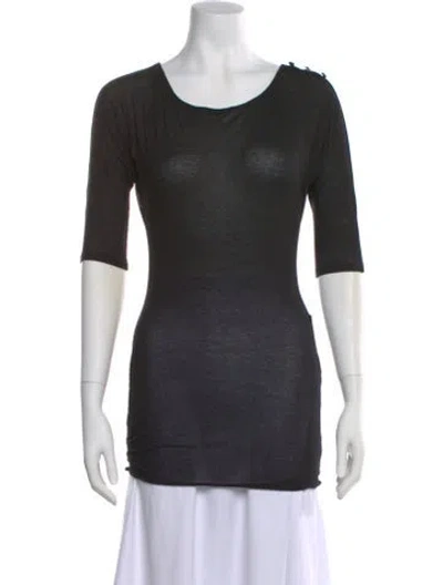 Pre-owned Alice And Olivia Scoop Neck Three-quarter Sleeve T-shirt In Gray
