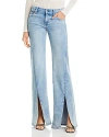 ALICE AND OLIVIA ALICE AND OLIVIA SEDONA FRONT SLIT FLARED LEG JEANS IN LIGHTENING BLUE