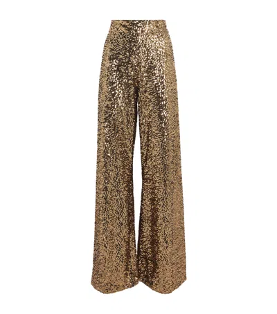 ALICE AND OLIVIA SEQUIN ATHENA WIDE-LEG TROUSERS