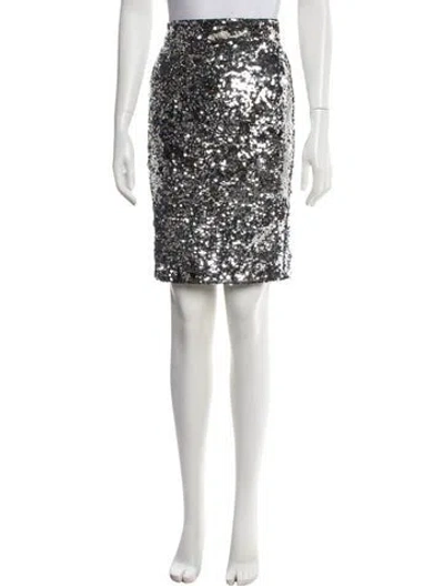 Pre-owned Alice And Olivia Sequin Embellishments Knee-length Skirt W/ Tags In Silver