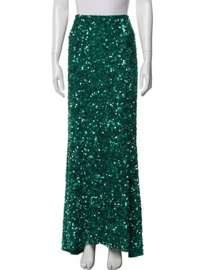 Pre-owned Alice And Olivia Sequin Embellishments Long Skirt In Green
