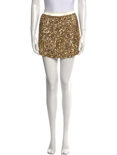 Pre-owned Alice And Olivia Sequin Embellishments Mini Skirt In Gold