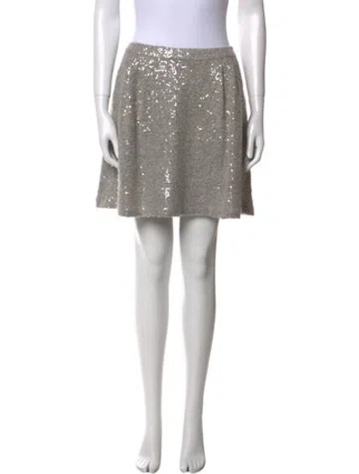 Pre-owned Alice And Olivia Sequin Embellishments Mini Skirt In Gray