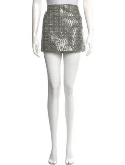 Pre-owned Alice And Olivia Sequin Embellishments Mini Skirt In Neutral