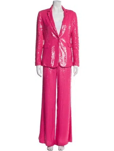 Pre-owned Alice And Olivia Sequin Embellishments Pantsuit In Pink
