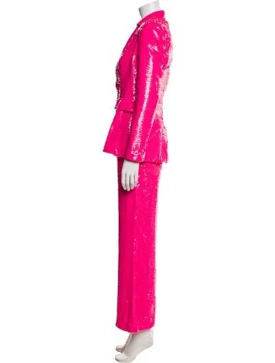 Pre-owned Alice And Olivia Sequin Embellishments Pantsuit W/ Tags In Pink