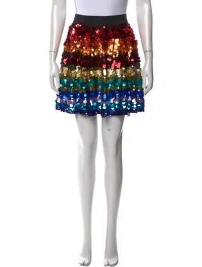 Pre-owned Alice And Olivia Sequin Mini Skirt In Blue