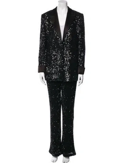 Pre-owned Alice And Olivia Sequin Pantsuit In Black