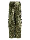 Alice And Olivia Sequinned Cargo Trousers In Green