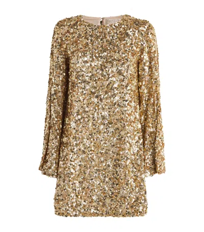 Alice And Olivia Sequinned Eleonora Mini Dress In Gold