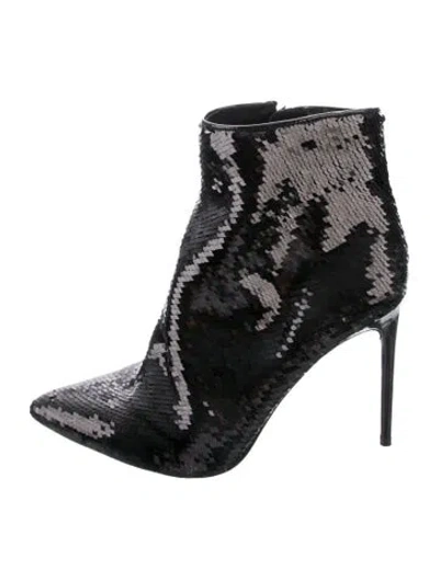 Pre-owned Alice + Olivia Sequins Patterned Boots In Black