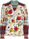 Alice And Olivia Serena Floral-print Blouse In Red