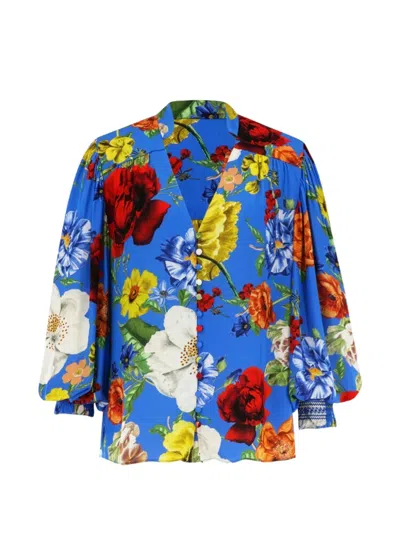 Alice And Olivia Serena Floral-print Blouse In Multi