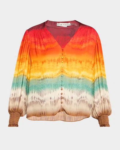 Alice And Olivia Serena Mandarin-collar Blouse