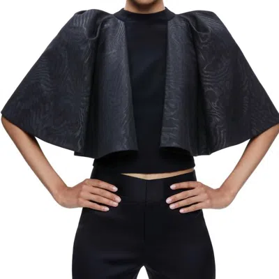 Alice And Olivia Sergia Cape Sleeve Top In Black In Blue