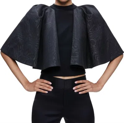 ALICE AND OLIVIA SERGIA CAPE SLEEVE TOP IN BLACK
