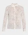 Alice And Olivia Shakespeare's Letter Willa Silk Placket Top In White