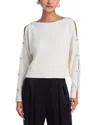 Alice And Olivia Shakita Slit Sleeve Sweater In Soft White