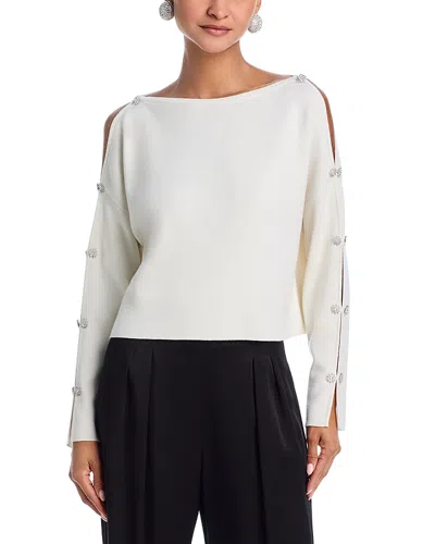 Alice And Olivia Shakita Slit Sleeve Sweater In Soft White