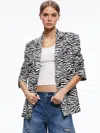 Alice And Olivia Shan Boxy Oversized Embellished Blazer In Zebra