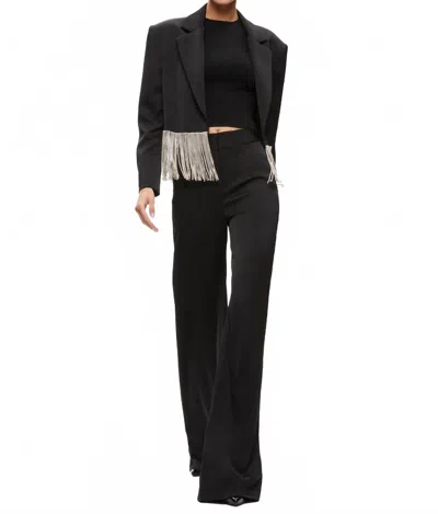 Alice And Olivia Shan Crystal Fringe Blazer In Black