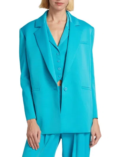 Alice And Olivia Shan Solid Oversized Blazer In Ocean