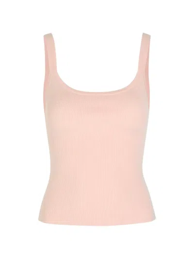 Alice And Olivia Shana Ribbed-knit Tank Top In Neutral