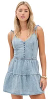 Alice And Olivia Shanti Button Front Tiered Mini Dress Amelia Blue